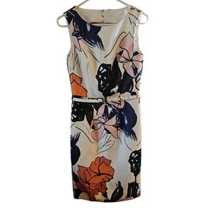 David Meister floral belted summer dress sz 4